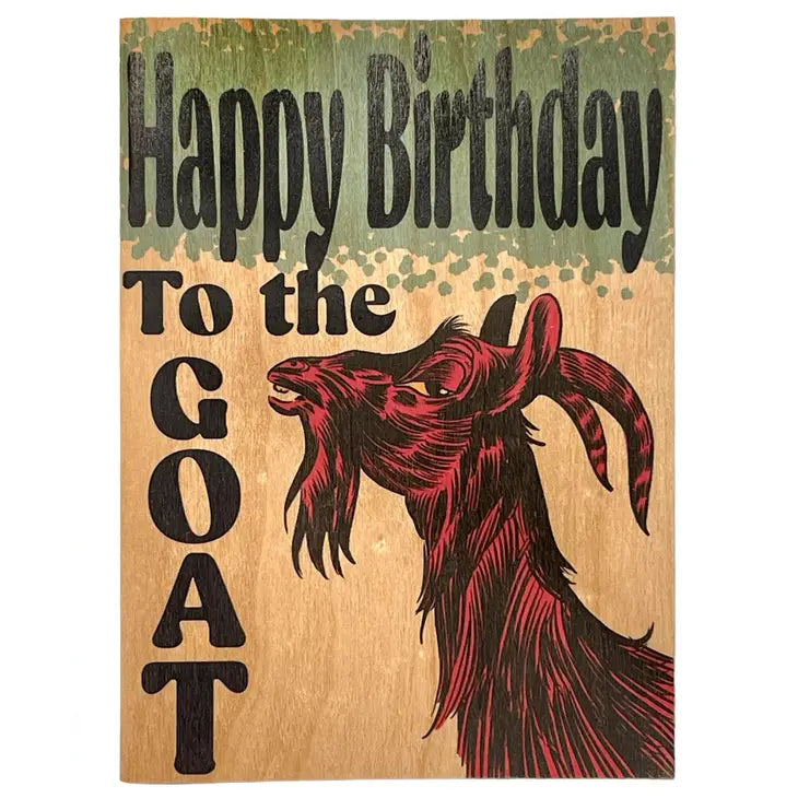 Wood Folding Card - Goat