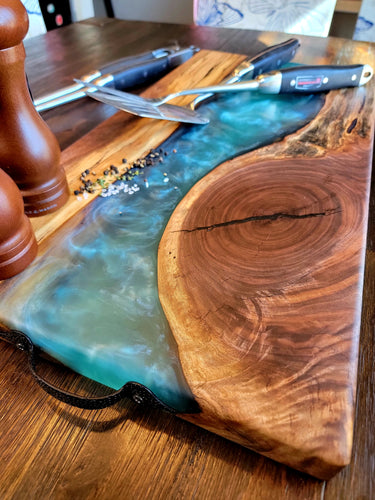 Cedar Charcuturie w/ Clear Epoxy Encased Flowers #3 - True Grit