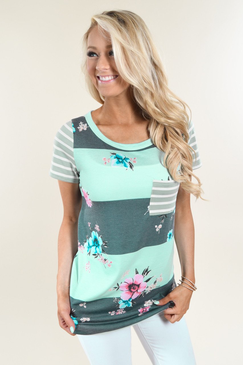 Put You In My Pocket Top ~ Mint – The Pulse Boutique