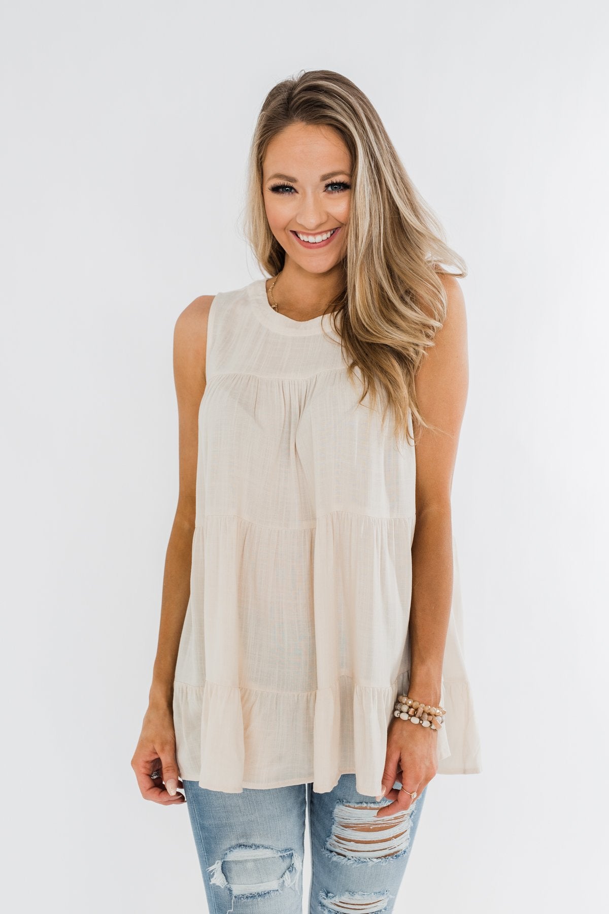 Stay With Me Ruffle Tank Top- Cream – The Pulse Boutique