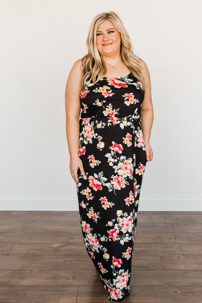 Off To The Tropics Floral Maxi Dress- Black – The Pulse Boutique