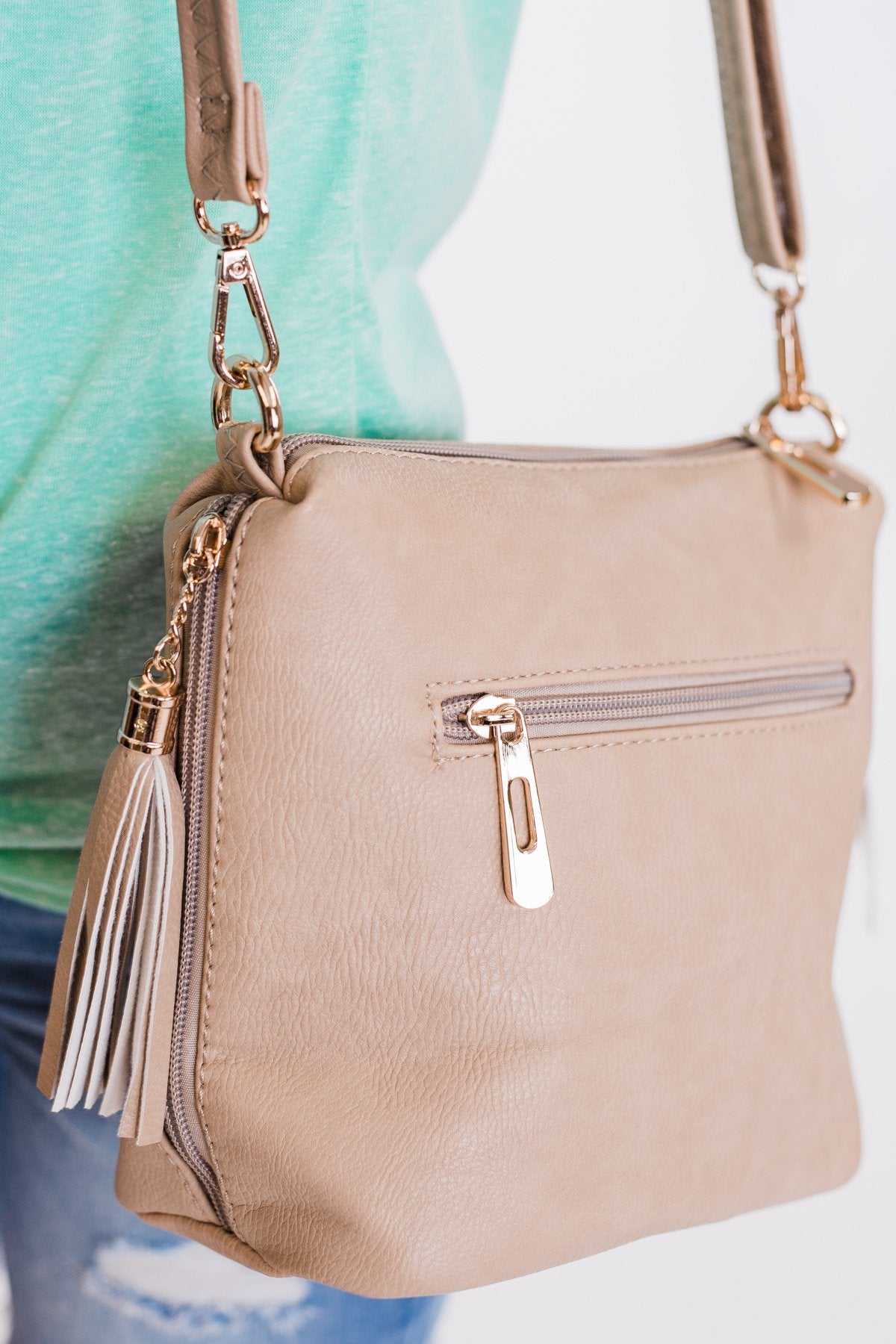 light beige purse