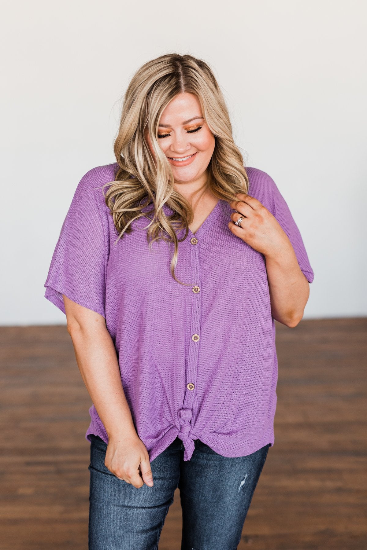 So Much Joy Front Tie Knit Top- Purple – The Pulse Boutique