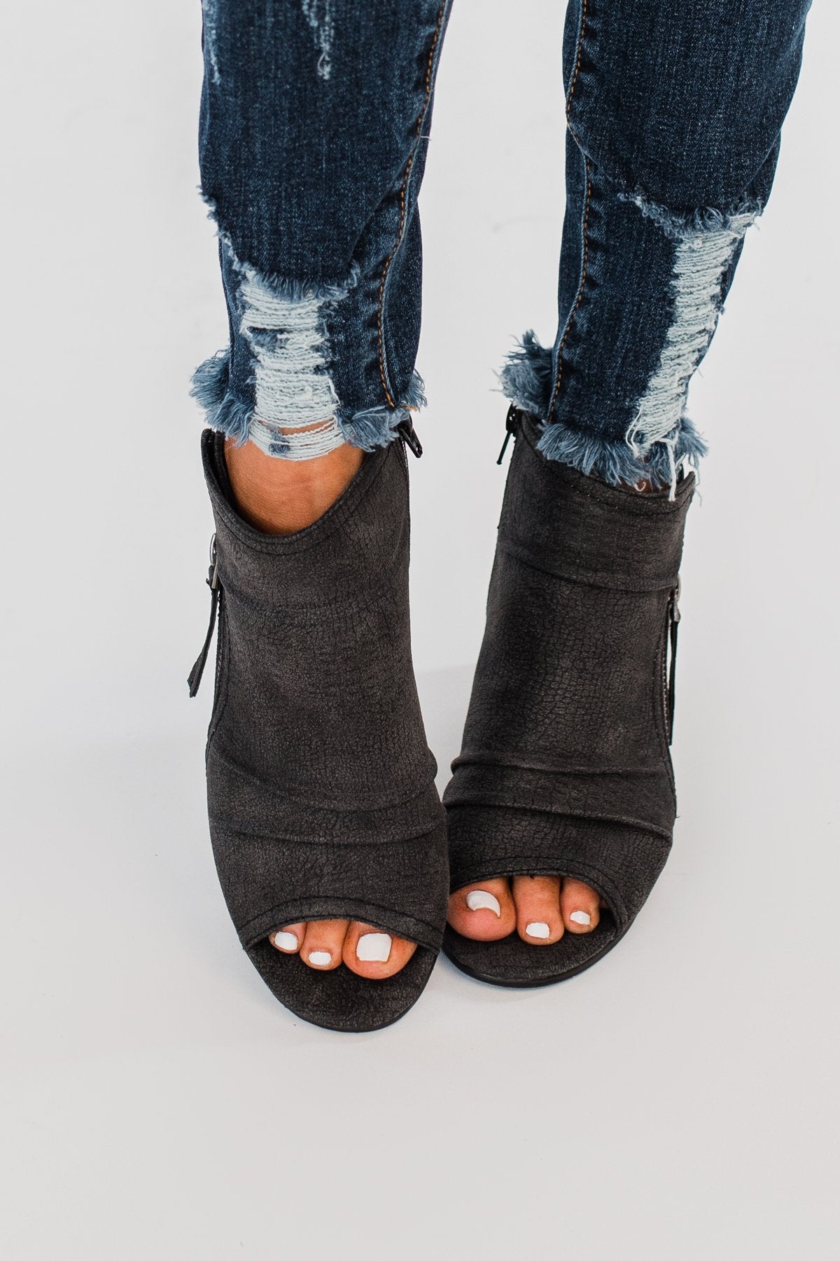 open toe bootie shoes