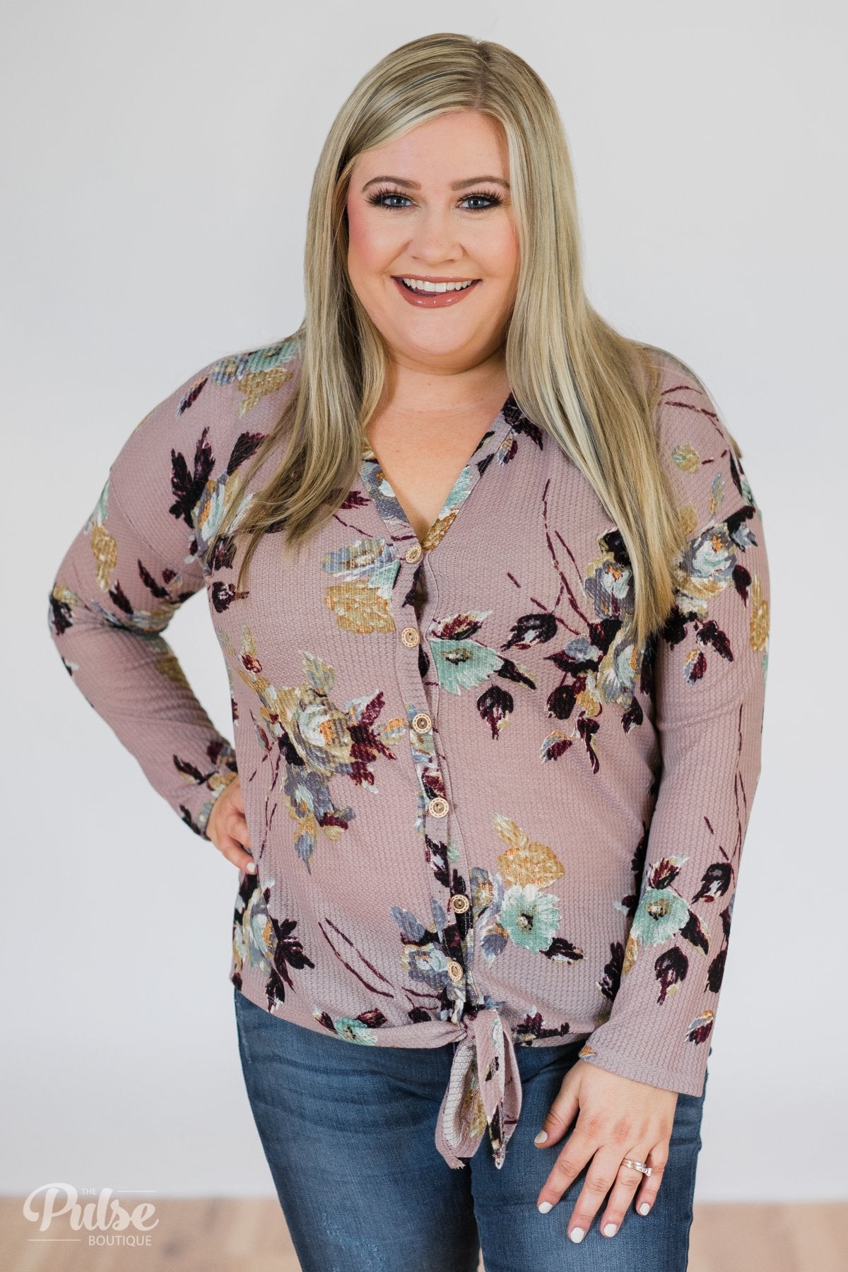 My Wish to You Floral Thermal Top- Dusty Purple – The Pulse Boutique