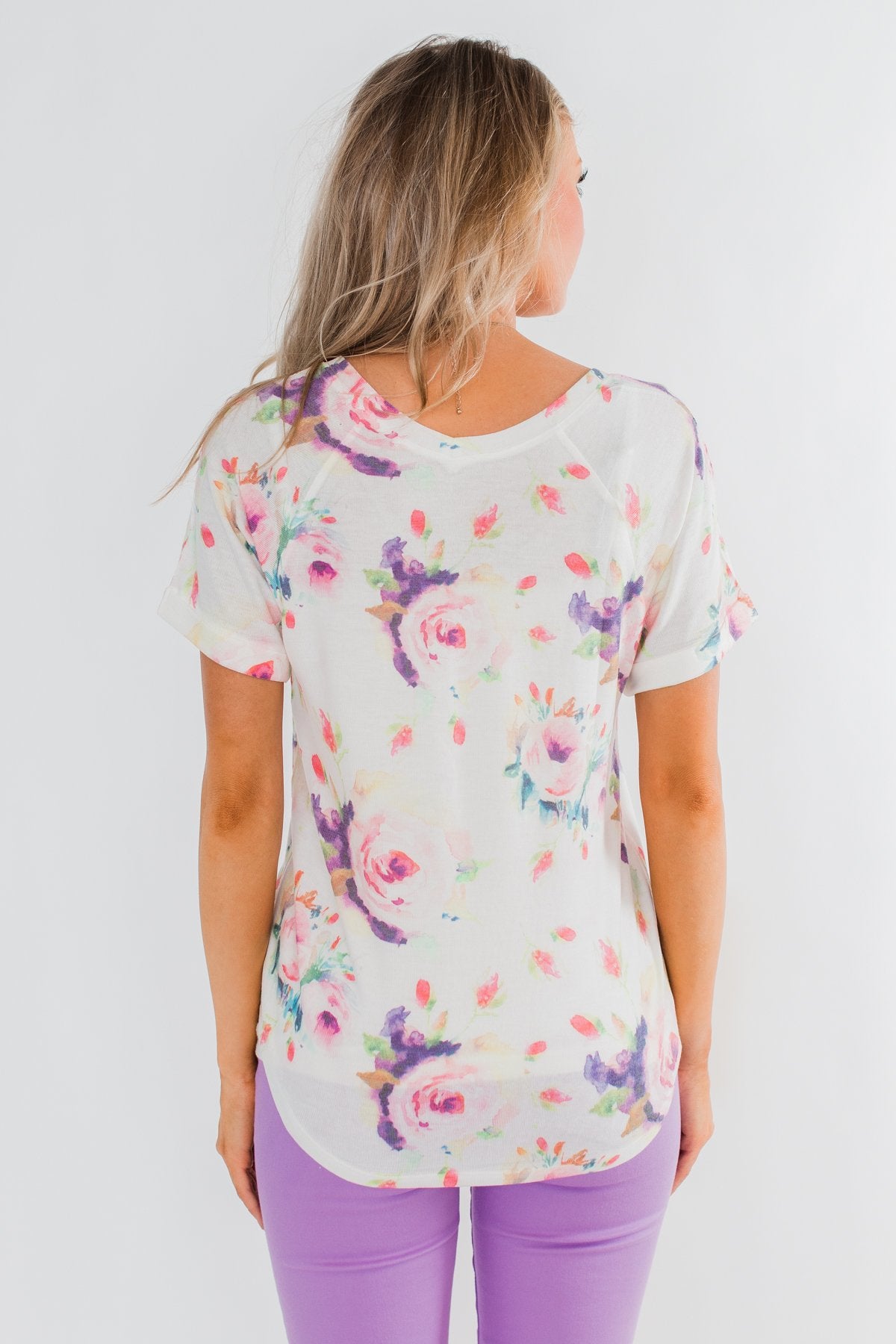 Make It Special Floral V-Neck Top- White – The Pulse Boutique