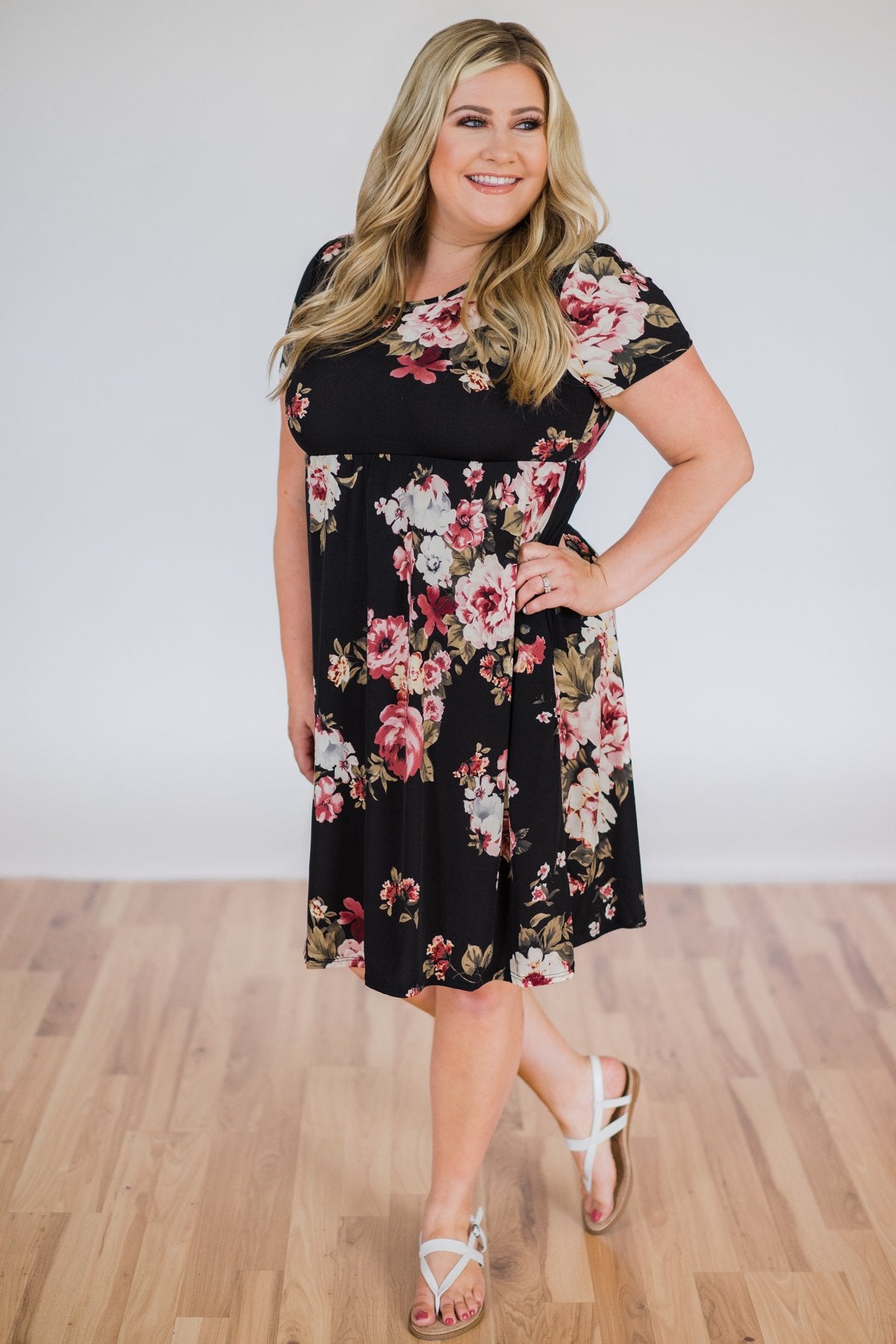 Best Is Yet To Come Floral Short Sleeve Dress- Black – The Pulse Boutique