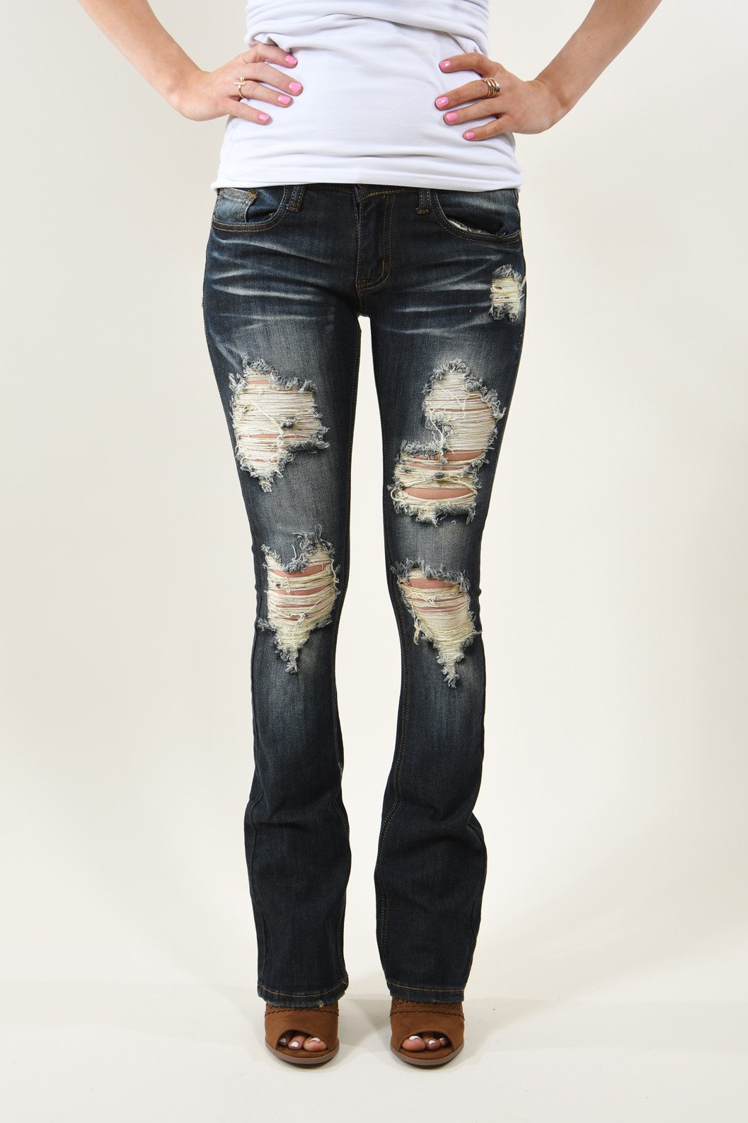 Machine Jeans - Dark Distressed Jeans – The Pulse Boutique