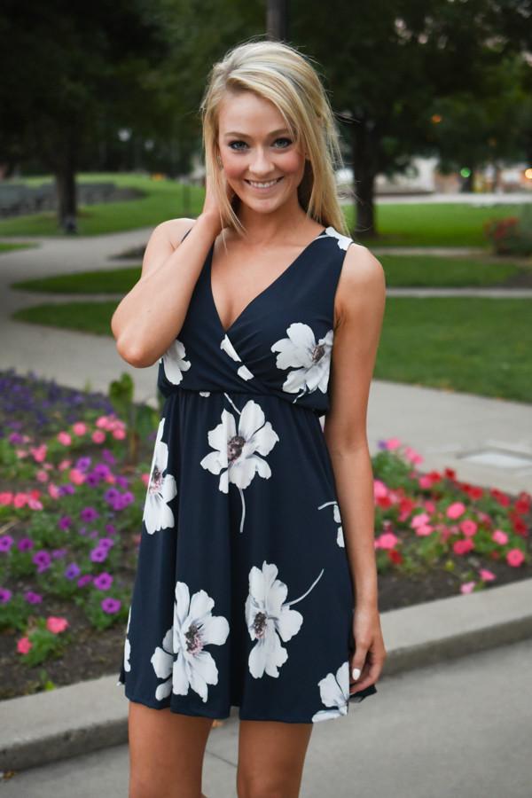 navy mid length dress