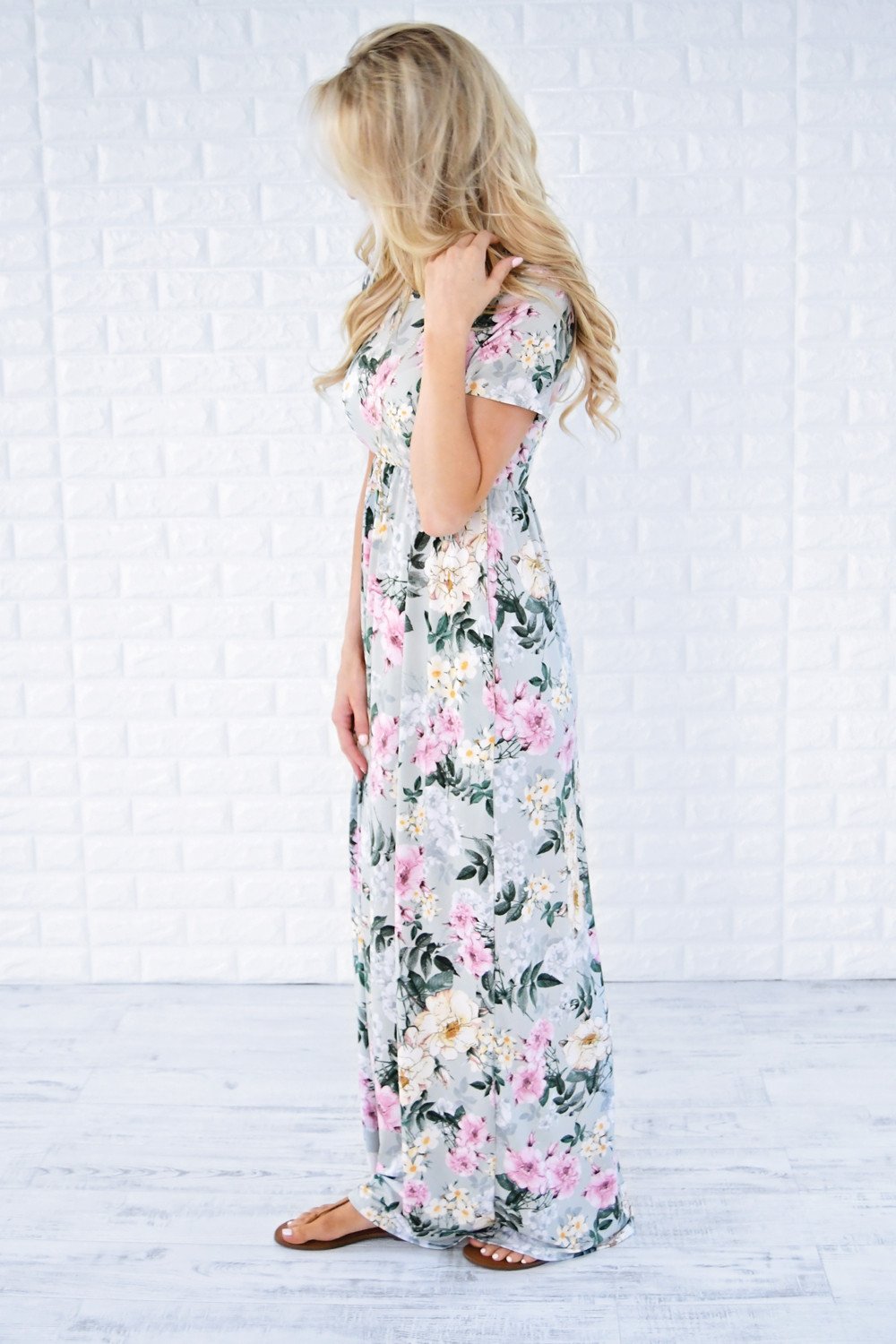 sage floral maxi dress