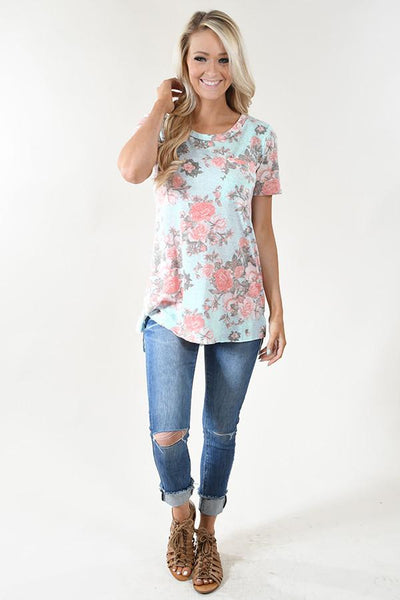 Vintage Wash Floral Top ~ Blue – The Pulse Boutique