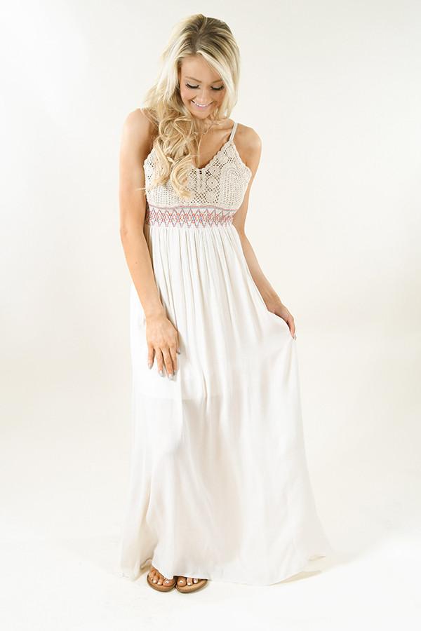 Cream Crochet Maxi Dress The Pulse Boutique