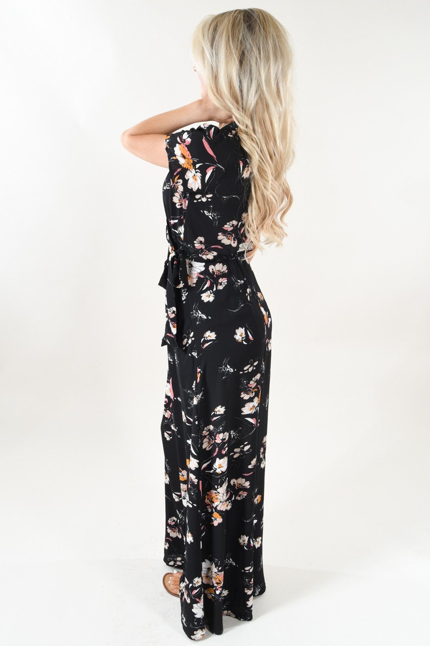Short Sleeve Black Floral Maxi Dress The Pulse Boutique 6974