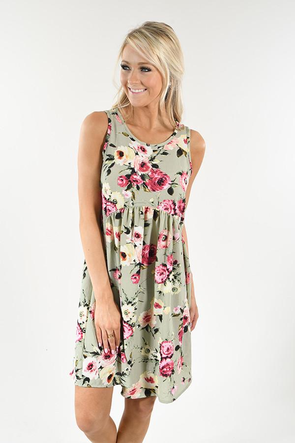 Light Green Floral Dress – The Pulse Boutique