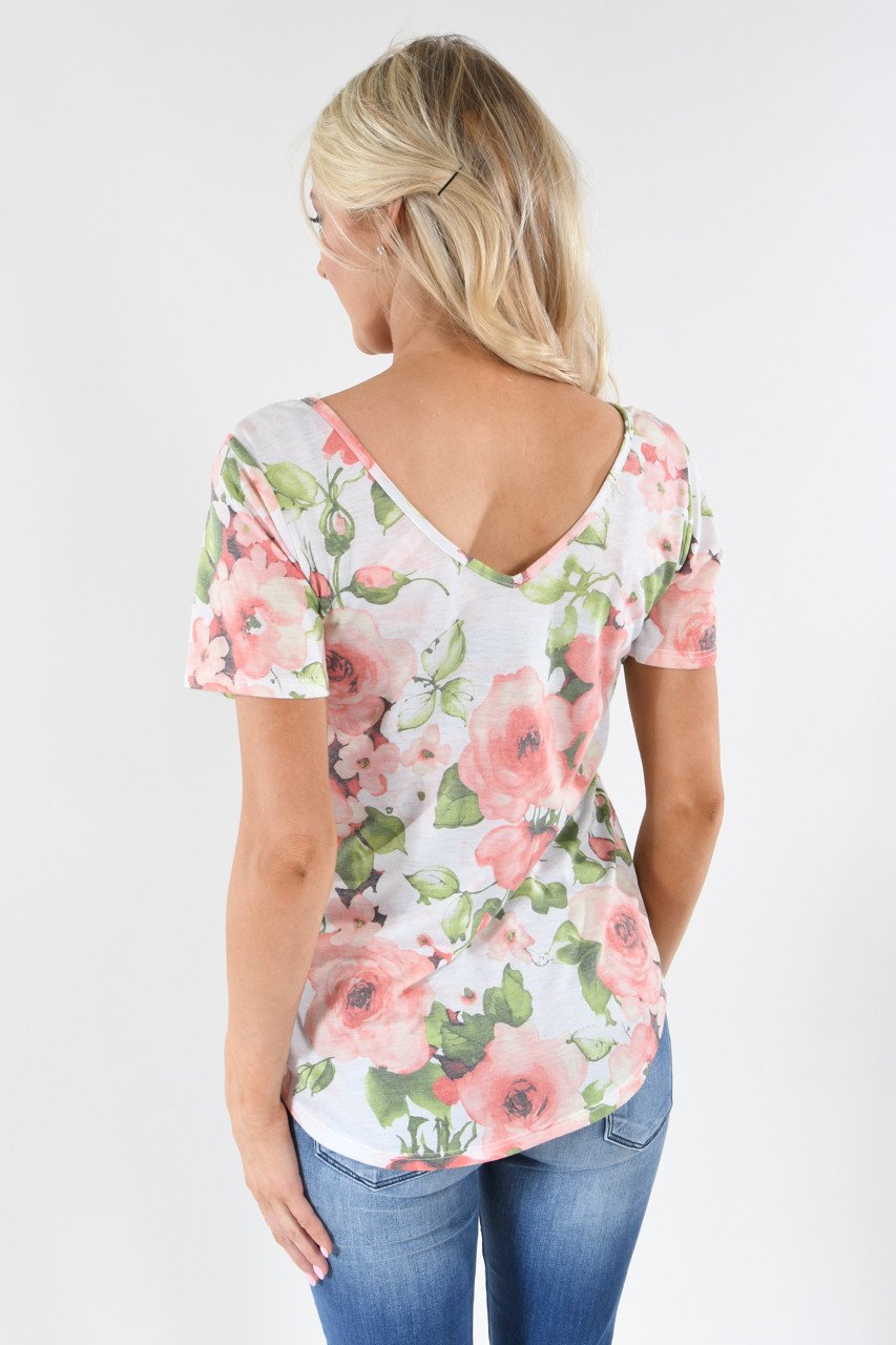 Love the Way You Look Floral Criss Cross Top ~ Ivory – The Pulse Boutique