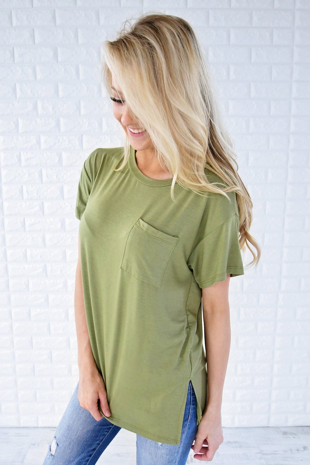 Ready or Not Pocket Top ~ Olive – The Pulse Boutique