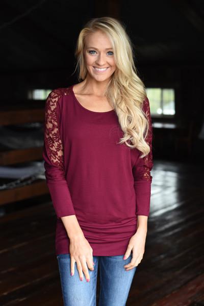 America's Sweetheart Lace Top ~ Burgundy – The Pulse Boutique