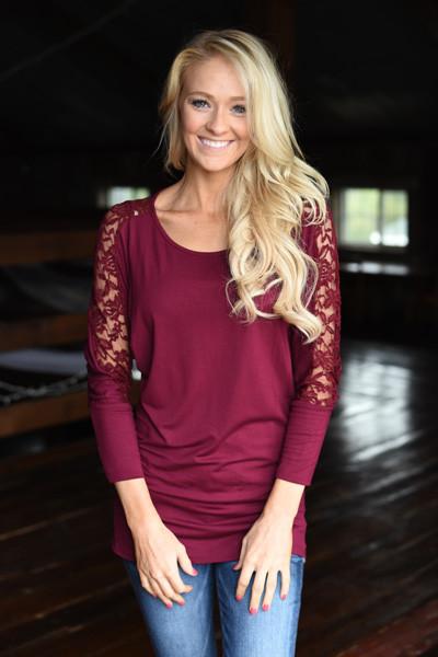 America's Sweetheart Lace Top ~ Burgundy – The Pulse Boutique