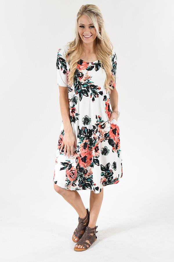 Don't Be Shifty Floral Dress ~ Ivory – The Pulse Boutique