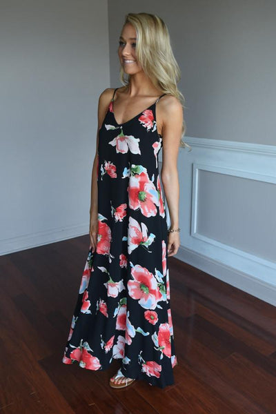 Black Floral Maxi Dress – The Pulse Boutique