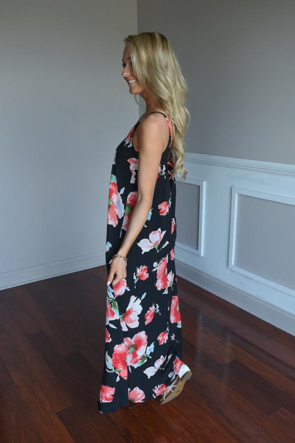 Black Floral Maxi Dress The Pulse Boutique 