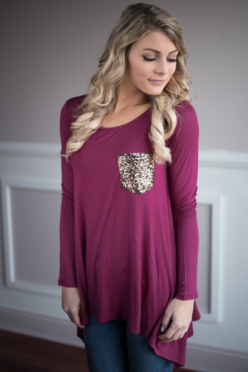 Sparkle Pocket Top ~ Raspberry – The Pulse Boutique