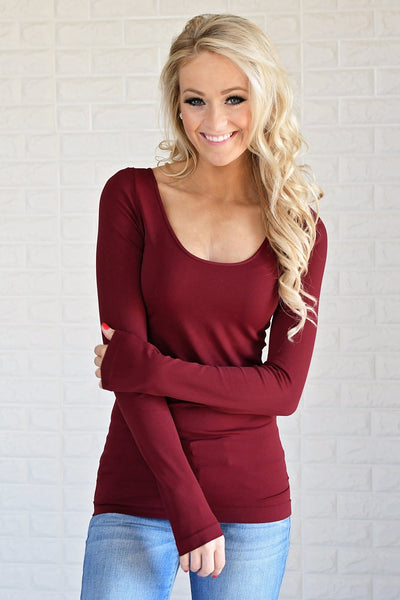 Essential Long Sleeve Seamless Top ~ Deep Red – The Pulse Boutique