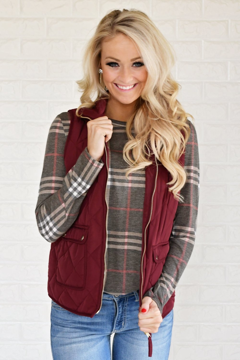 Burgundy Quilted Vest – The Pulse Boutique