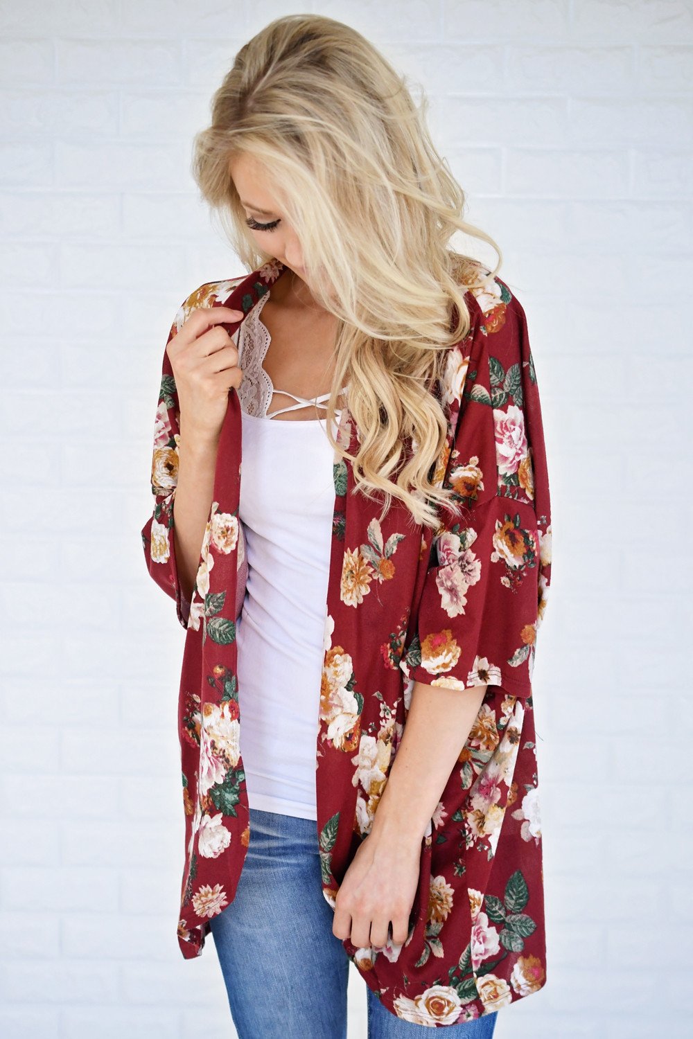 Find My Way Floral Cardigan - Burgundy – The Pulse Boutique