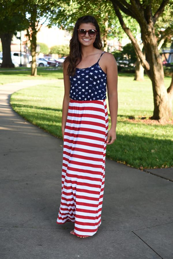 stars and stripes maxi dress