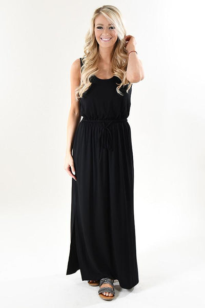 Black Drawstring Maxi Dress – The Pulse Boutique