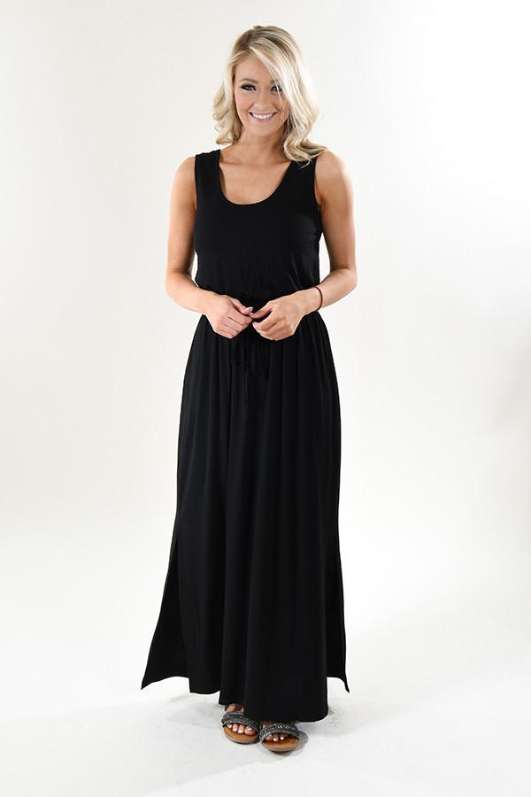 Black Drawstring Maxi Dress – The Pulse Boutique