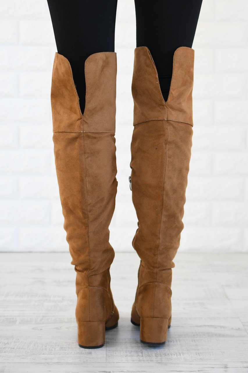 knee high camel suede boots