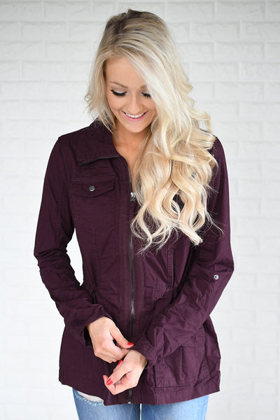 Burgundy Cargo Jacket – The Pulse Boutique