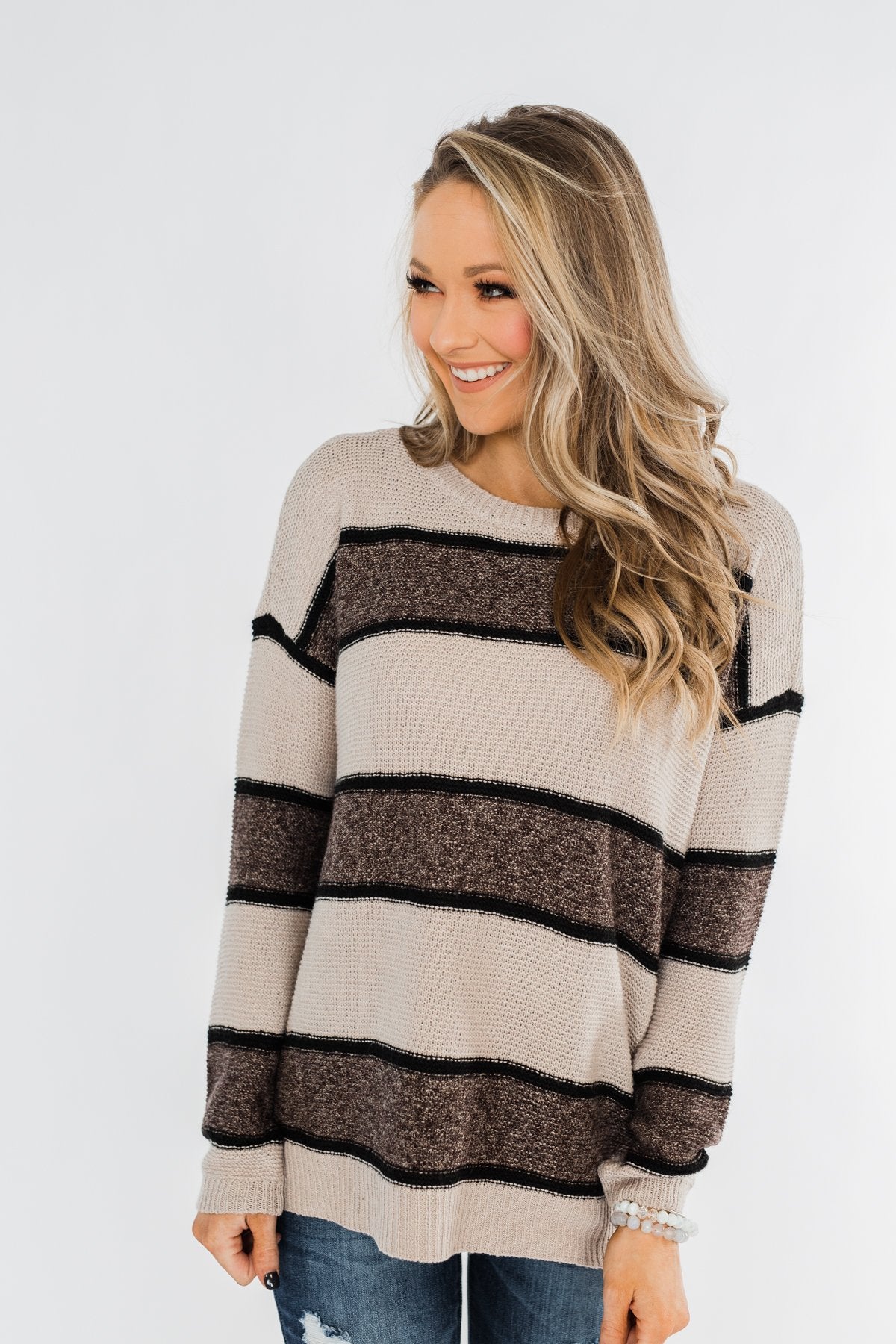 Oh So Soft Striped Knit Sweater- Mocha – The Pulse Boutique