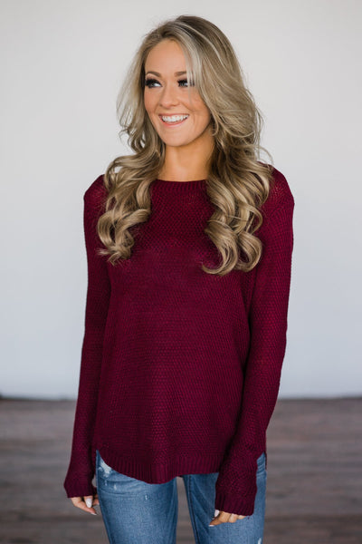 Burgundy Knit Sweater – The Pulse Boutique
