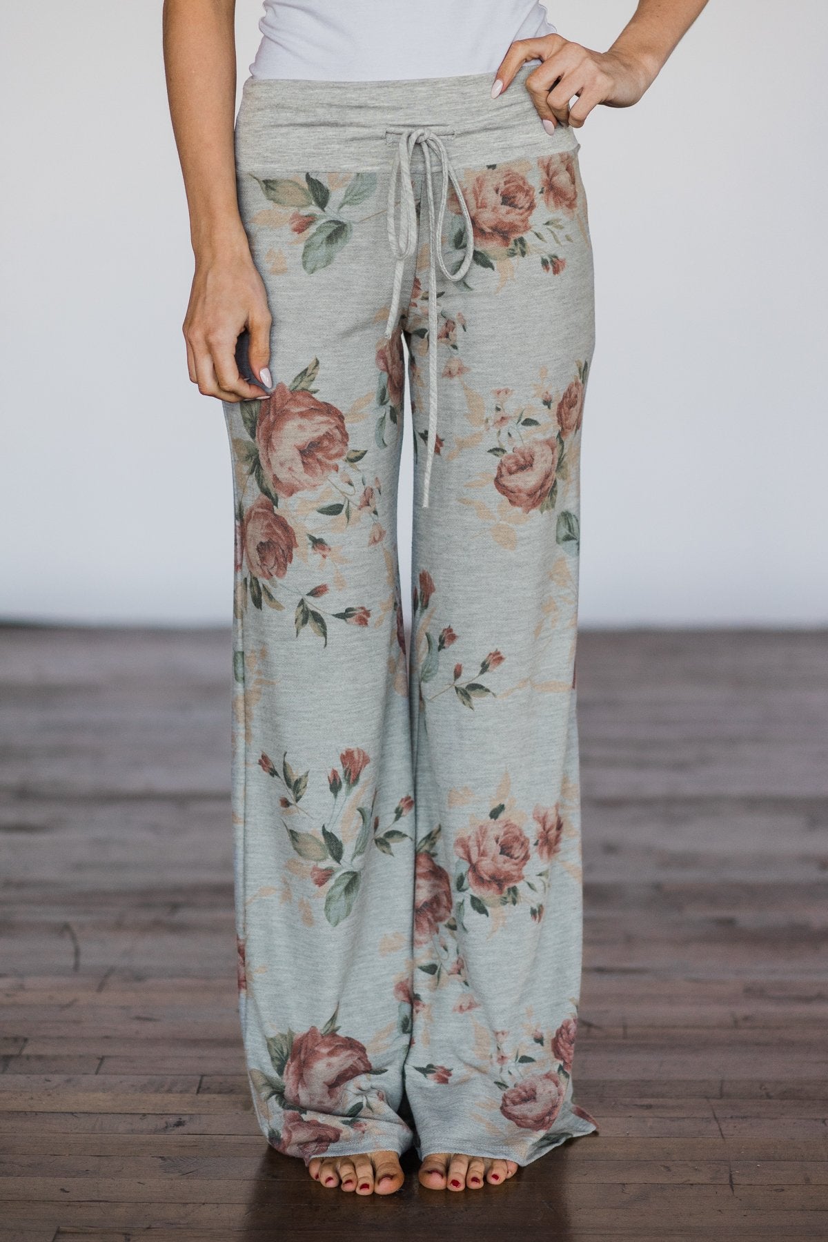 Feel the Rhythm Grey Floral Lounge Pants – The Pulse Boutique