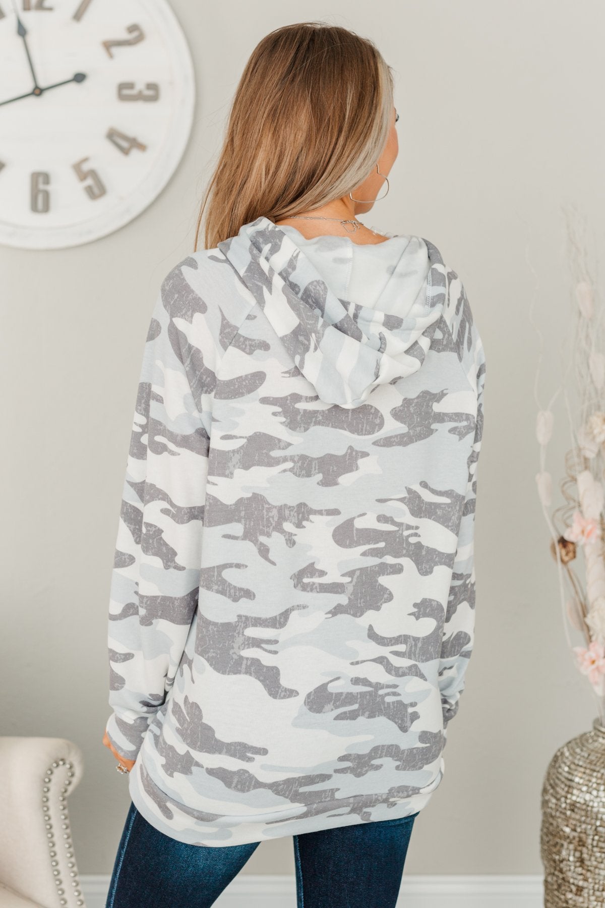 Anything Is Possible Drawstring Hoodie- Grey Camo – The Pulse Boutique