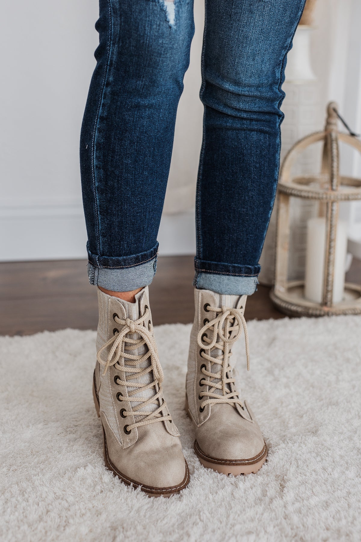 taupe combat boots