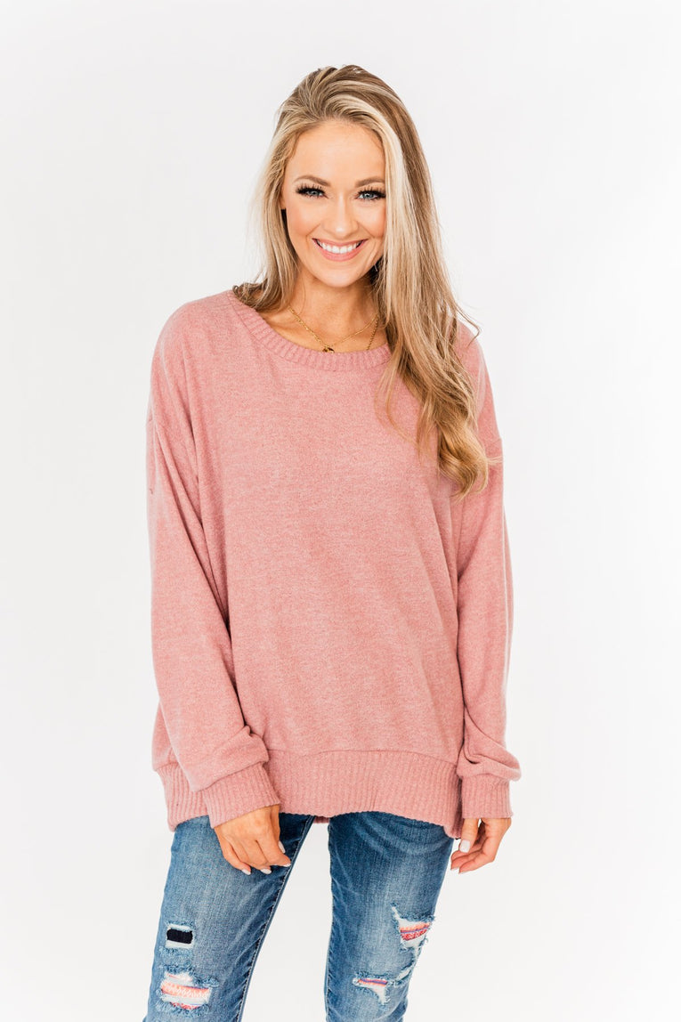 Falling In Reverse Knit Sweater- Dusty Pink – The Pulse Boutique