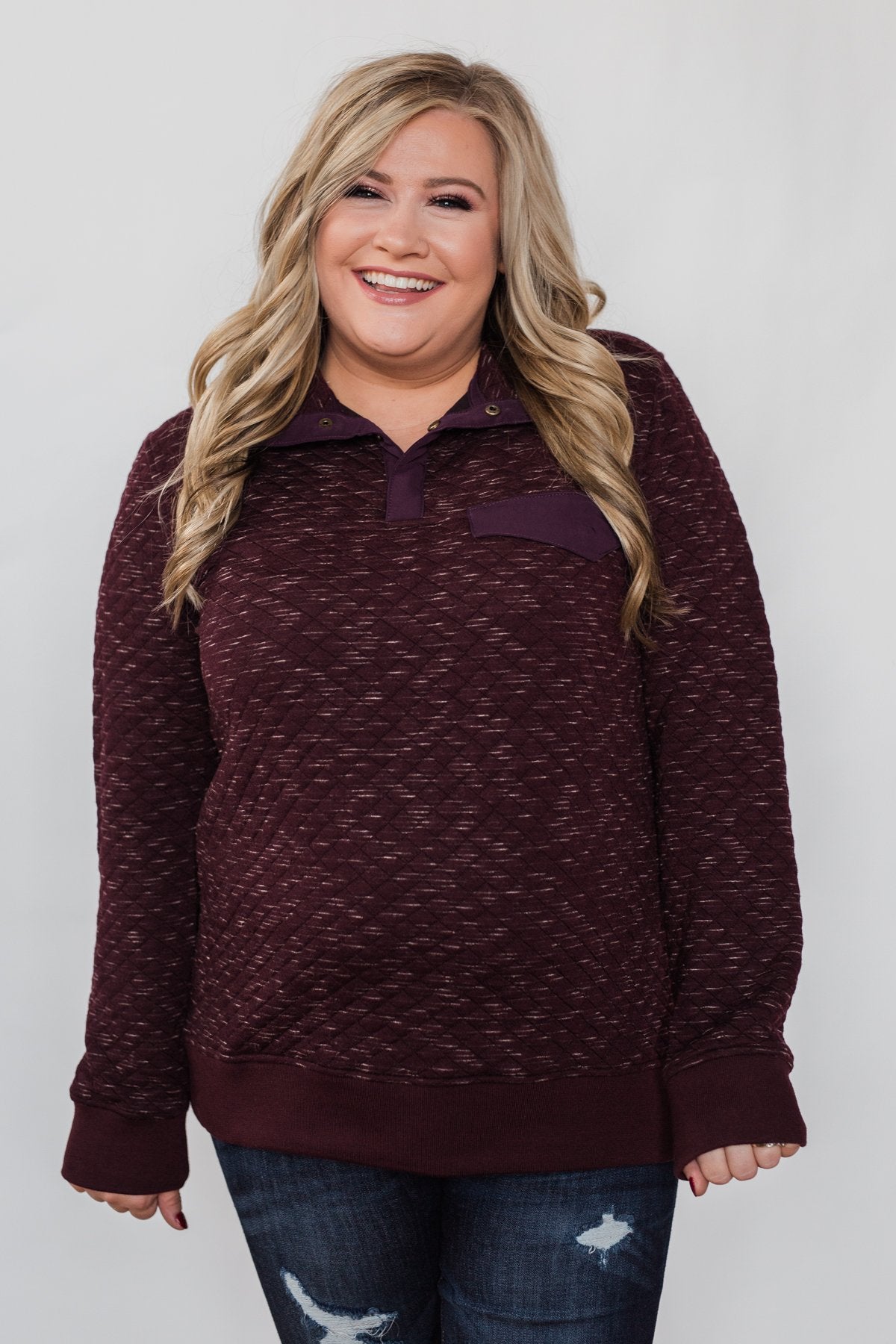 Quilted Pullover Jacket - Burgundy – The Pulse Boutique