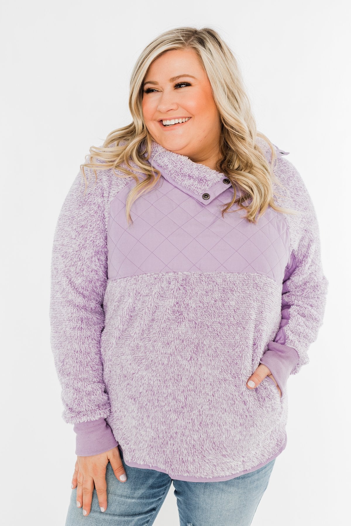 lavender sherpa pullover