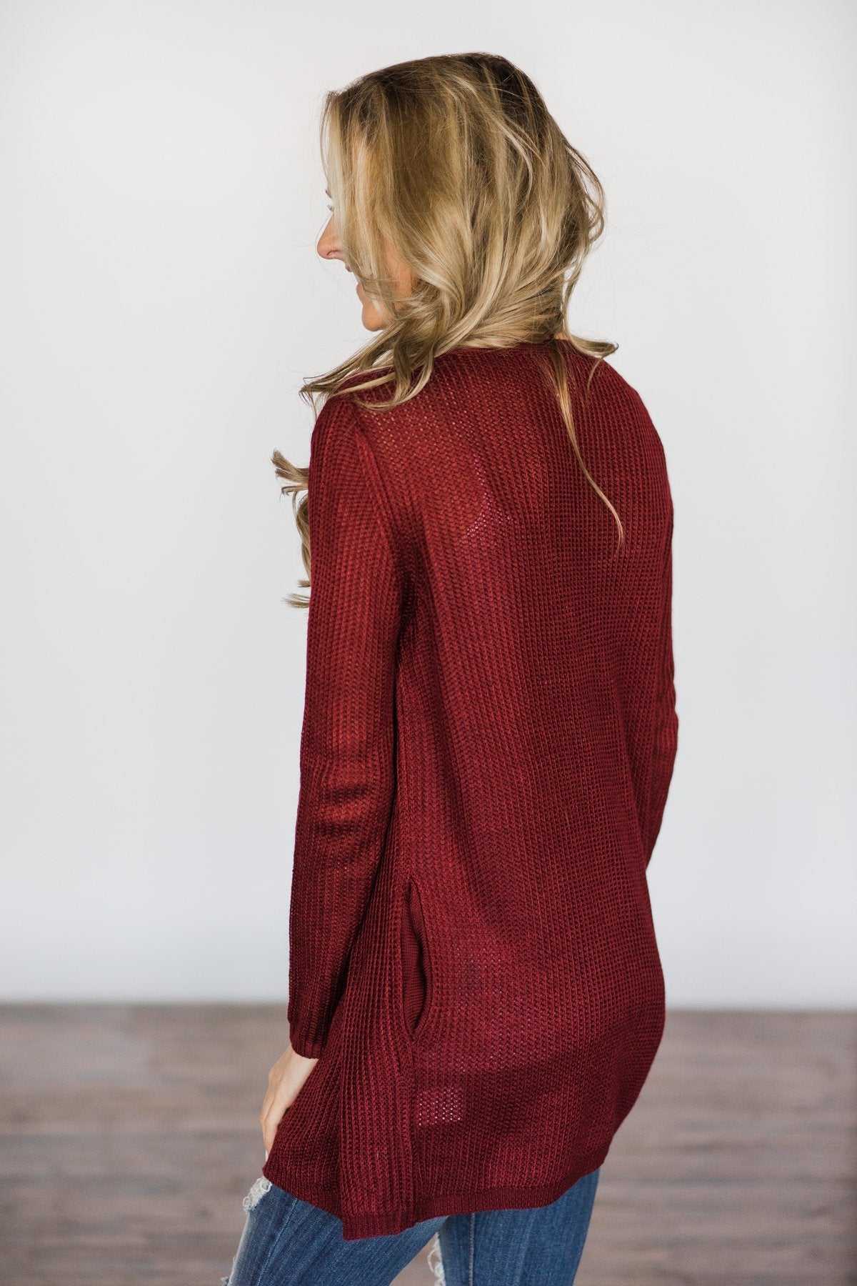 Lightweight Red Knit Cardigan The Pulse Boutique