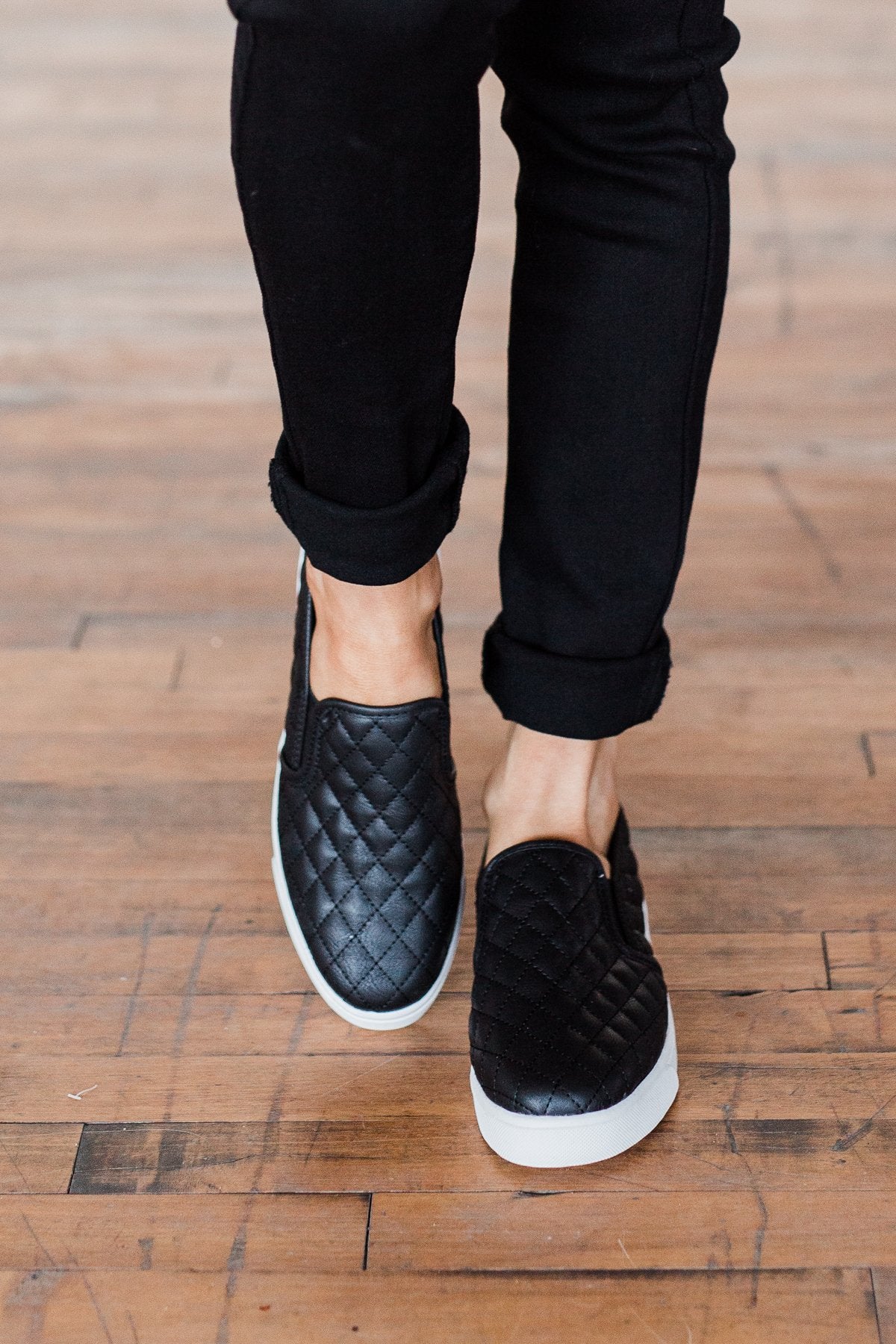 soda black slip ons