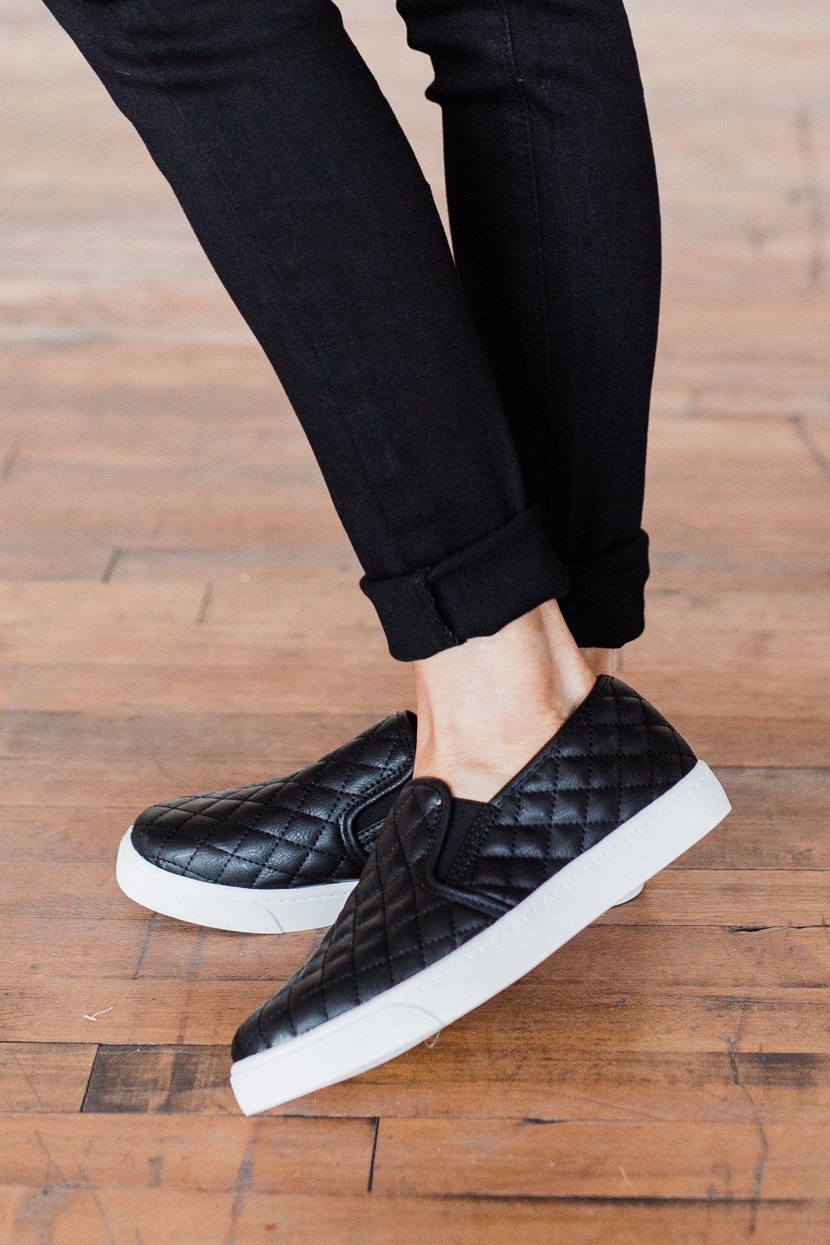 black soda slip on shoes