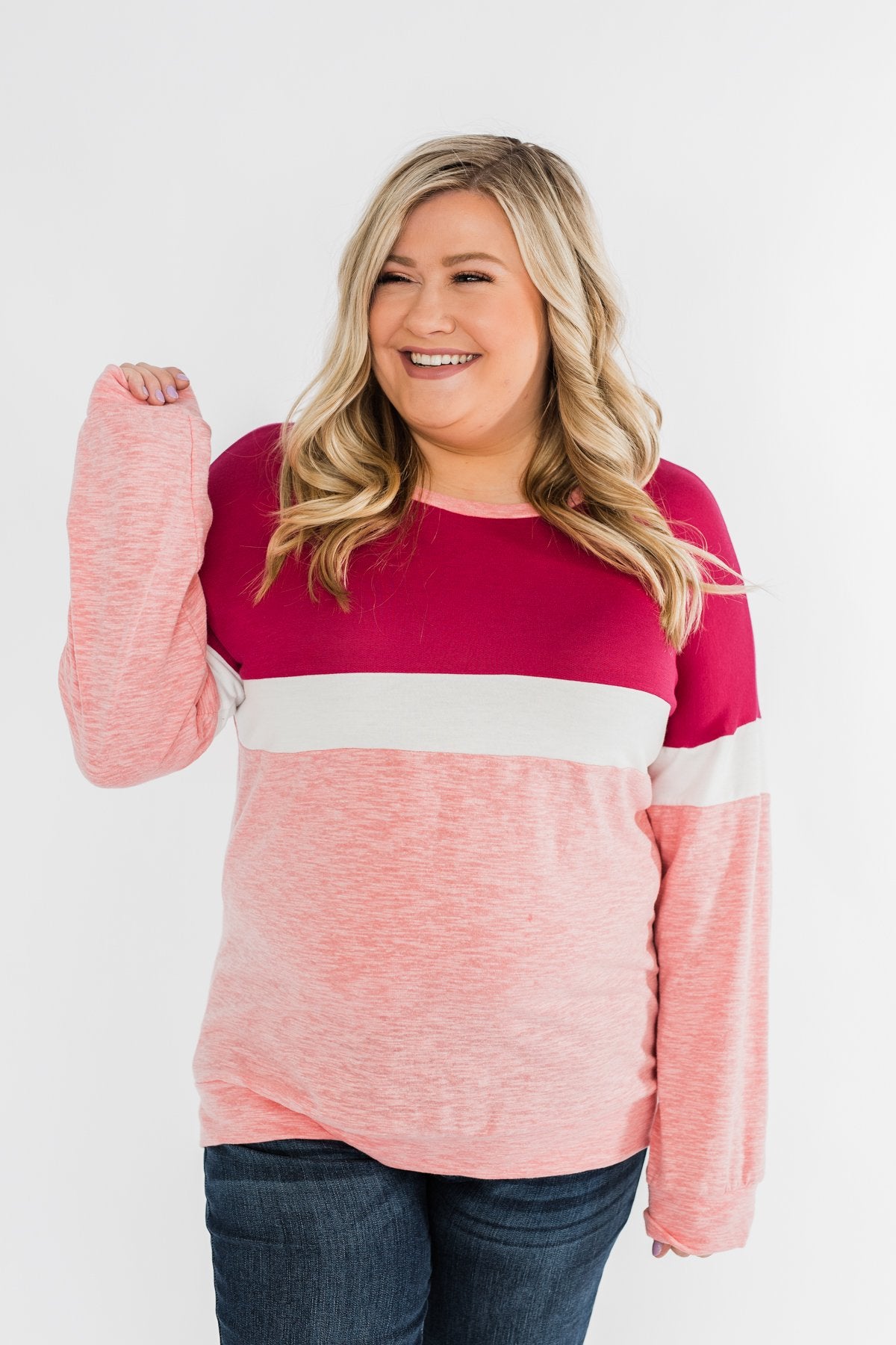 Love All Around Color Block Top- Magenta, Pink, & Ivory – The Pulse ...