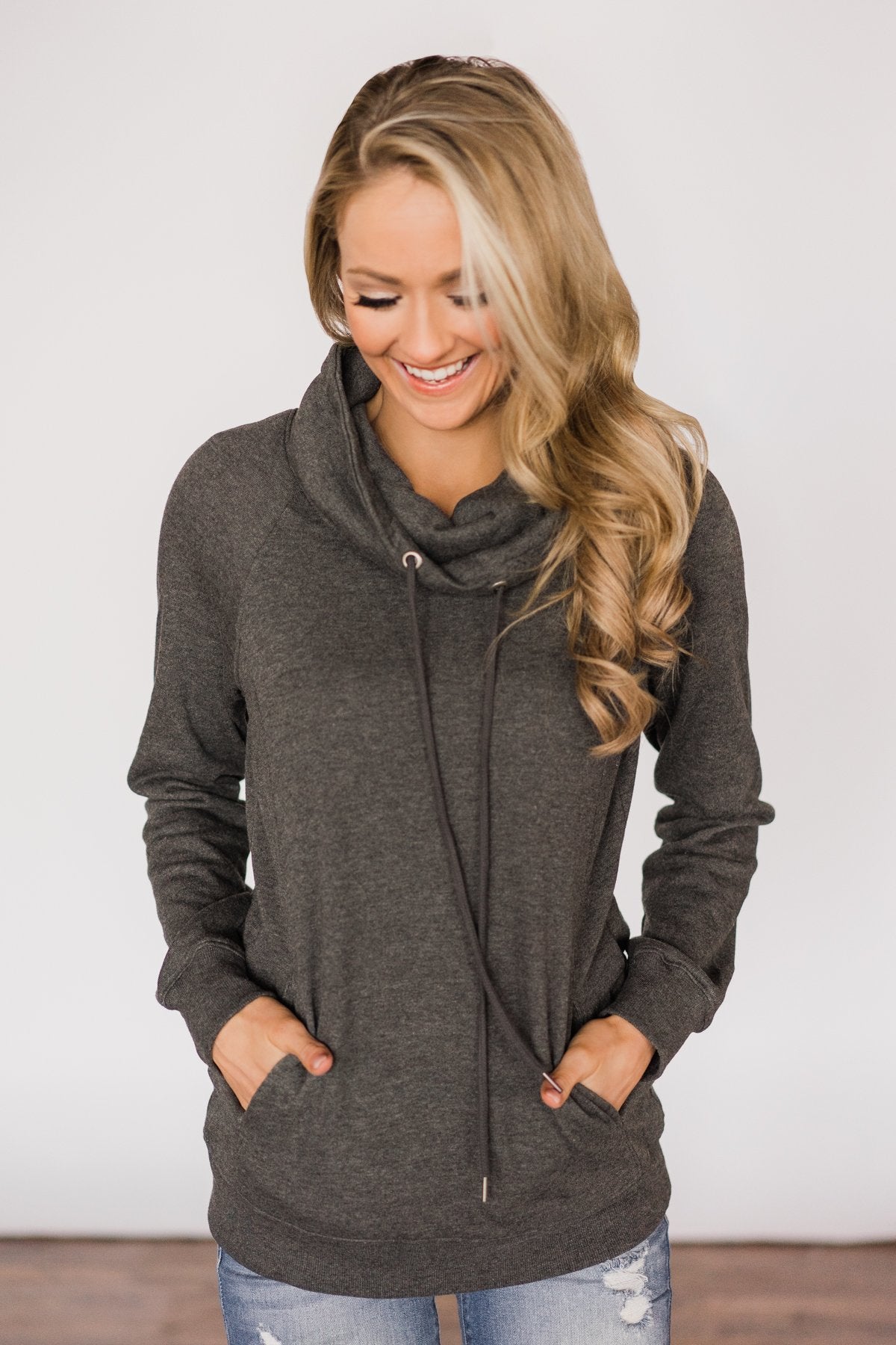 Solid Charcoal Cowl Neck Top – The Pulse Boutique
