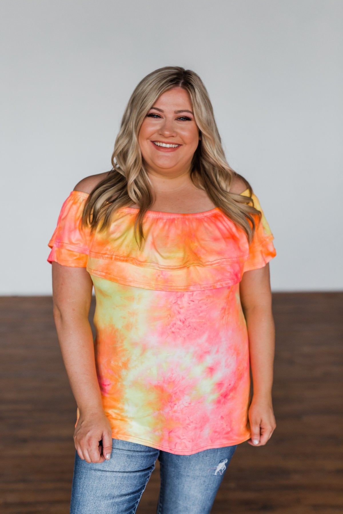 Light Of Every Sunrise Ruffle Top- Neon Orange, Pink, & Yellow – The ...