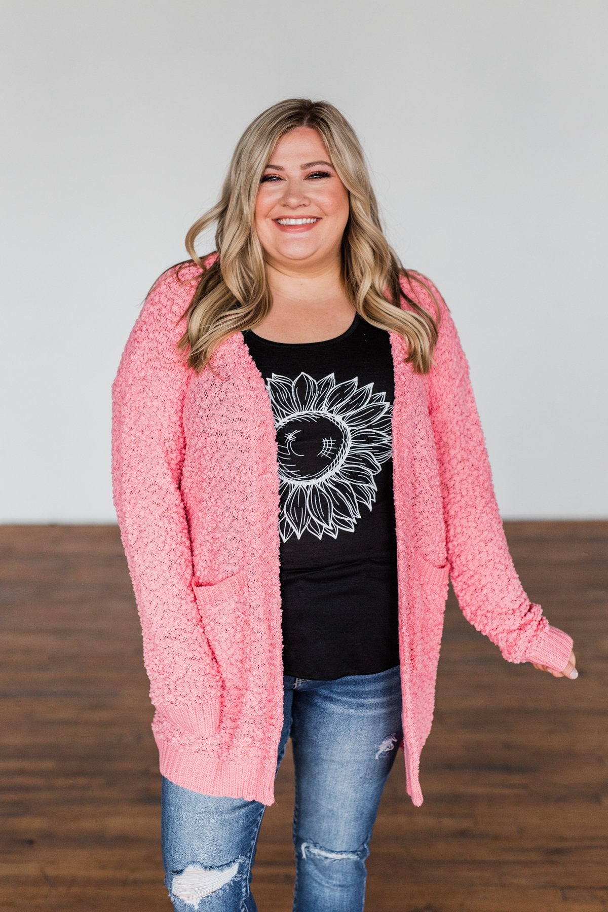 Stealing Glances Popcorn Knit Cardigan- Bubblegum Pink – The Pulse Boutique