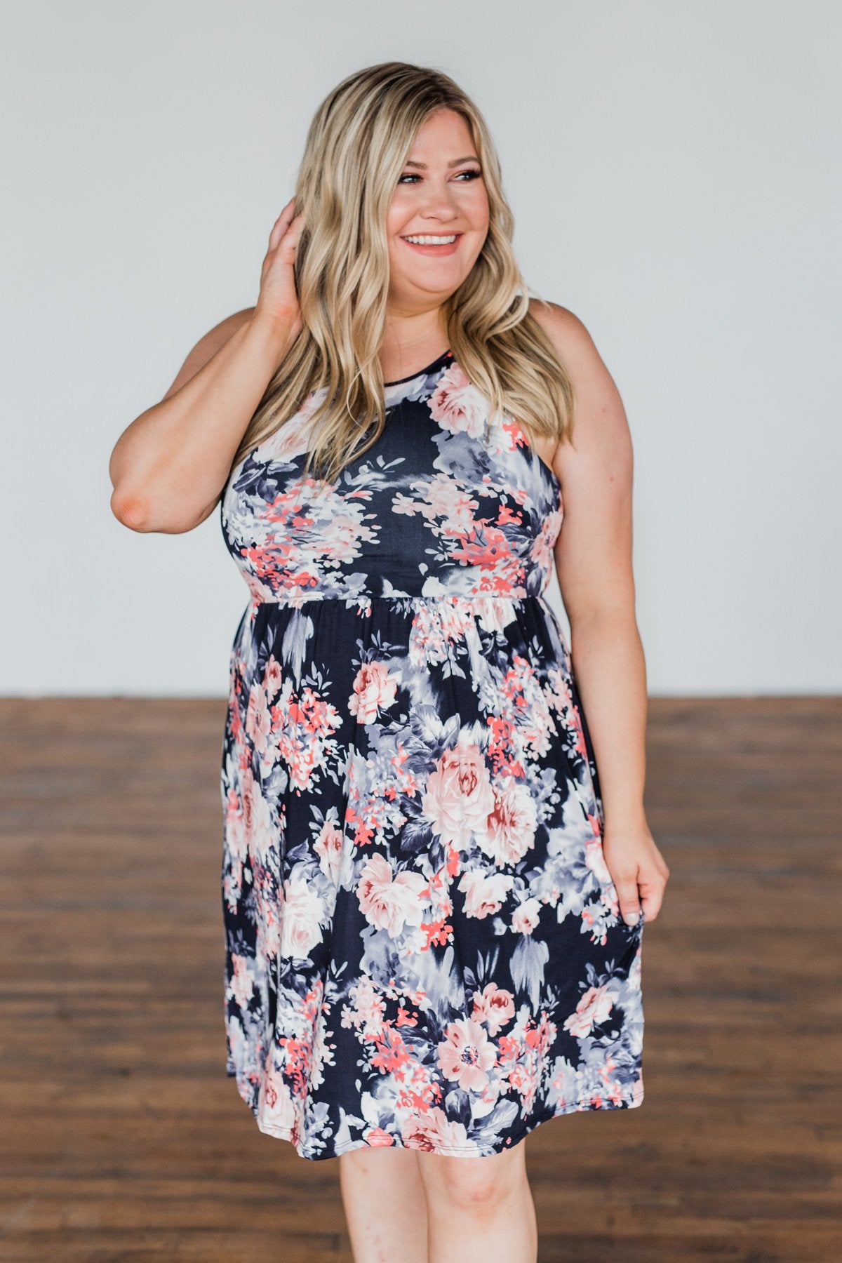 Bloom In The Night Floral Sleeveless Dress- Deep Navy – The Pulse Boutique